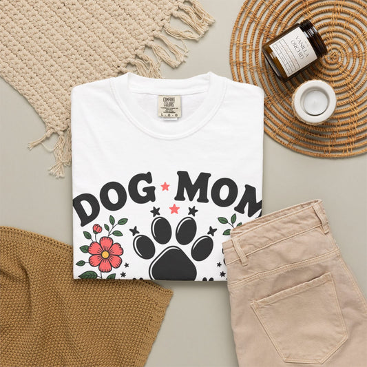 Dog Mom Social Club T-shirt | Paw Print Floral Design