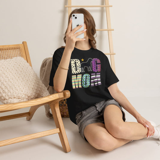 Big Mom dog silhouette T-Shirt | Colorful patterned letters