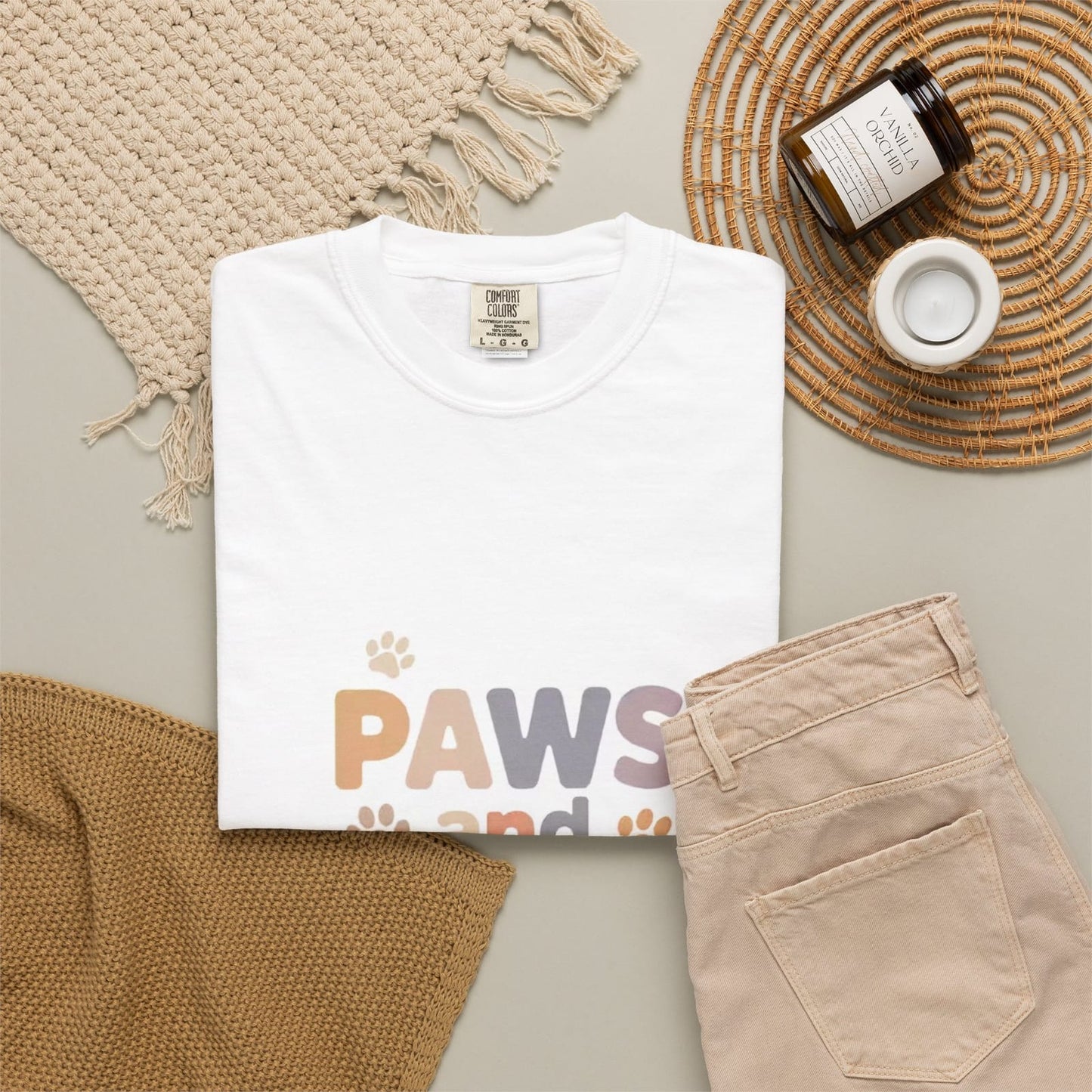 Paws and Enjoy T-Shirt | Paw Print Typography Tee, Pet Lover Shirt