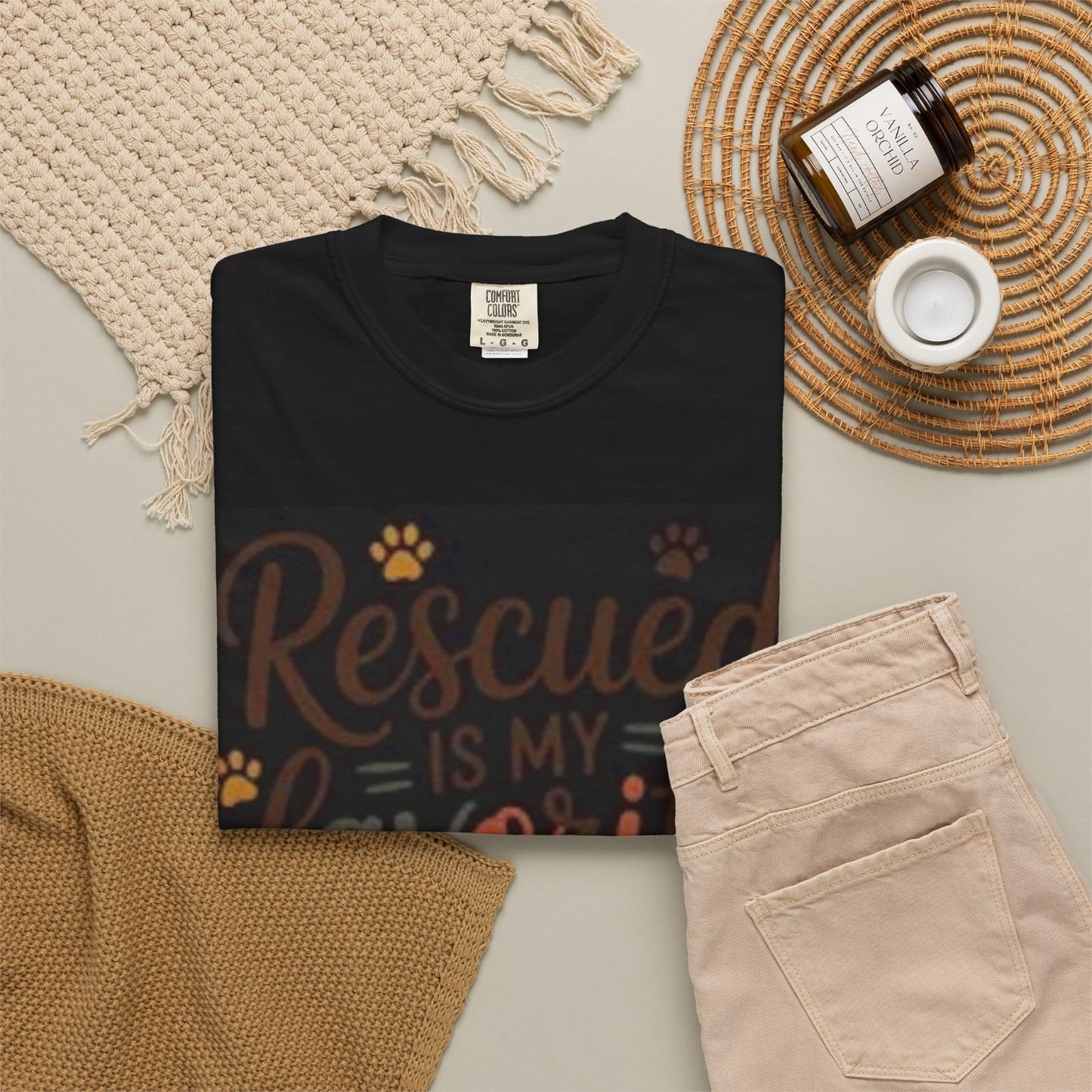 Rescued Is My Favorite Breed T-shirt | Dog Rescue Paw Design