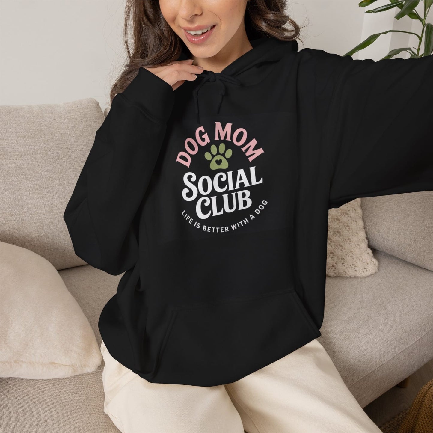 Mom Social Club T-shirt | Paw Print Graphic, Life Is Better With A Dog