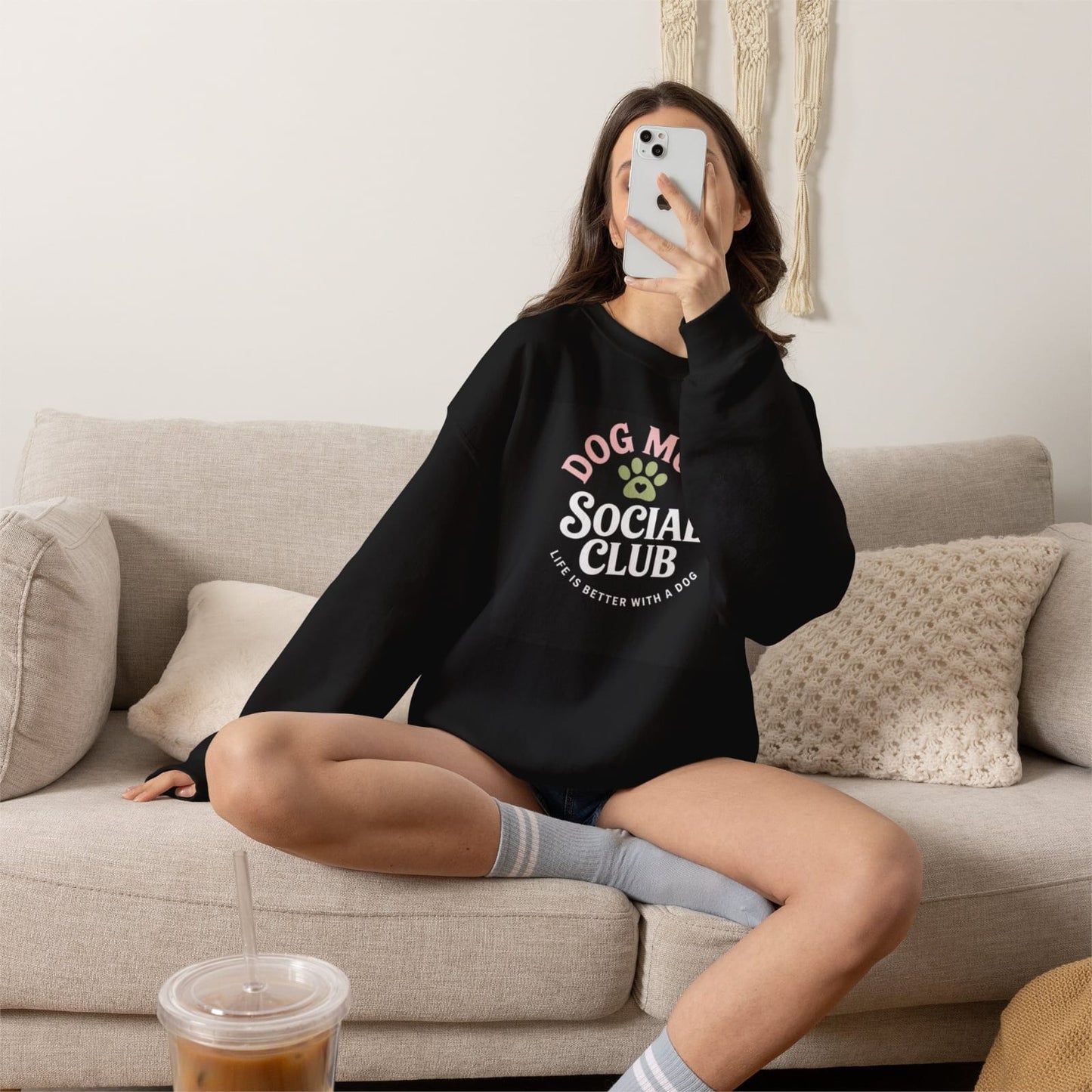 Mom Social Club T-shirt | Paw Print Graphic, Life Is Better With A Dog