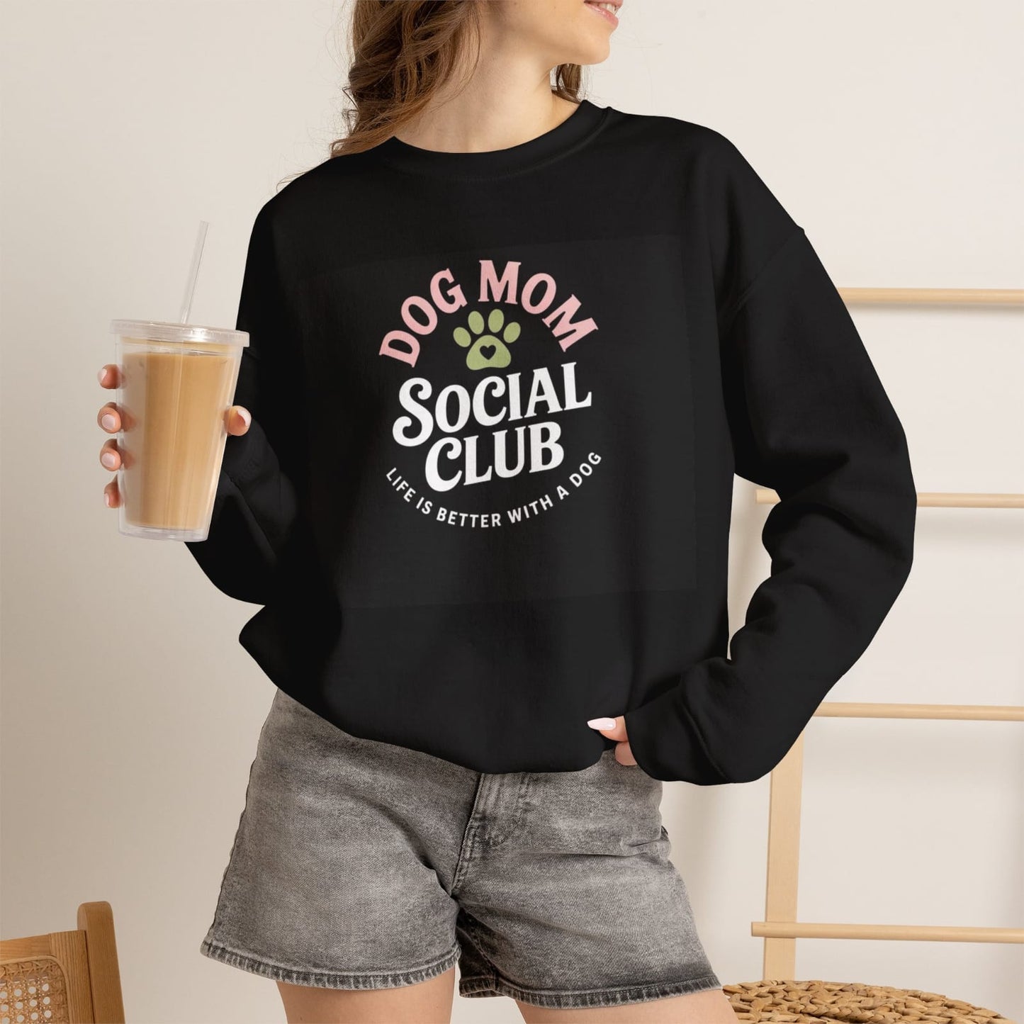 Mom Social Club T-shirt | Paw Print Graphic, Life Is Better With A Dog