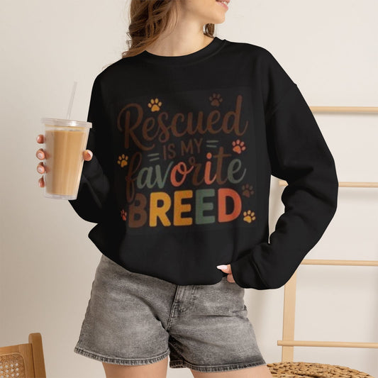 Rescued Is My Favorite Breed T-shirt | Dog Rescue Paw Design