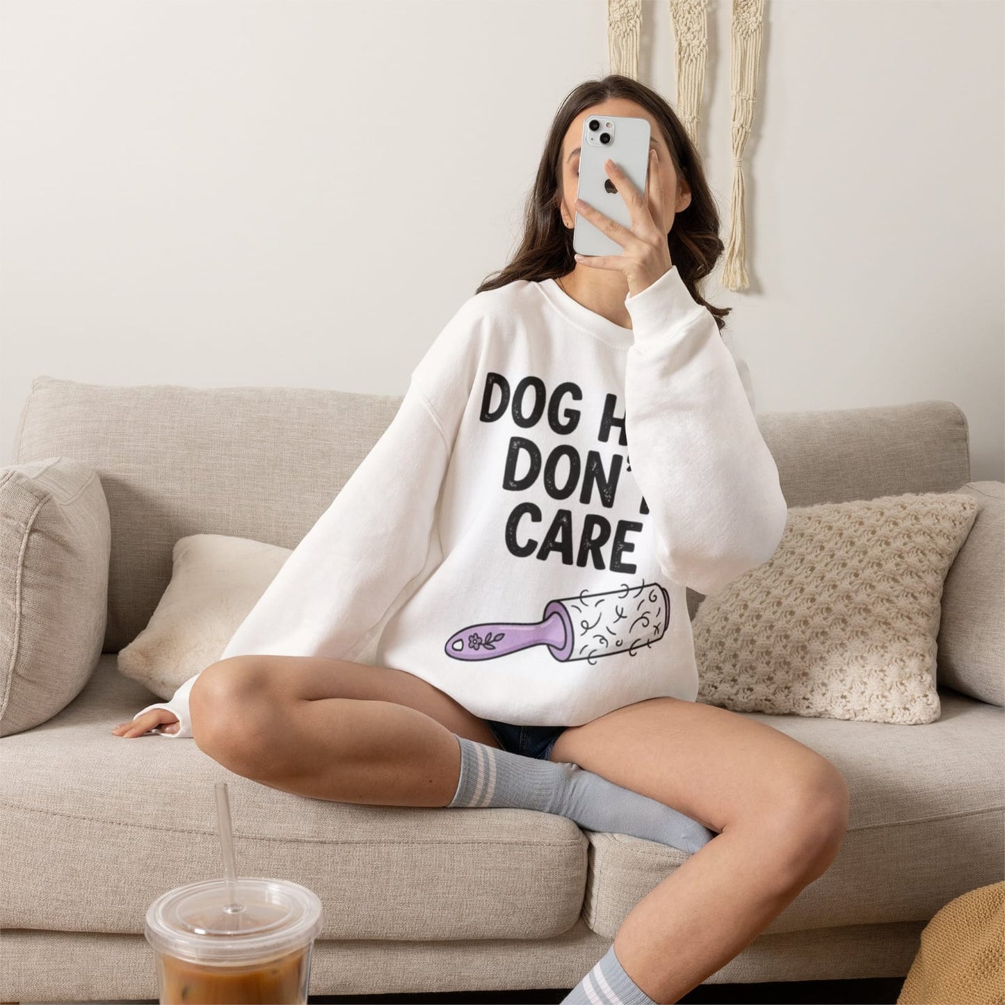 Dog Hair Don't Care T-Shirt | Lint Roller Illustration, Dog Lover Shirt