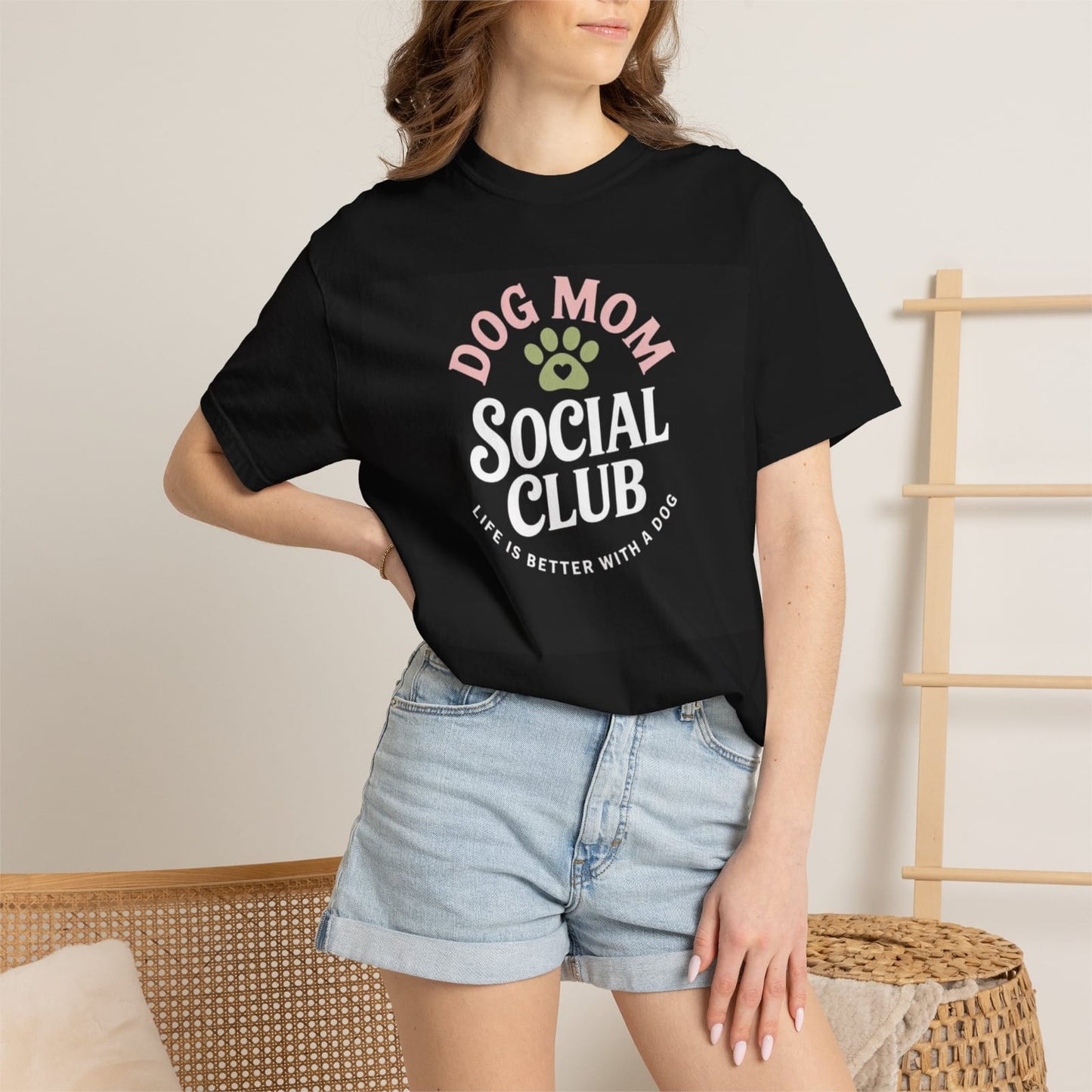 Mom Social Club T-shirt | Paw Print Graphic, Life Is Better With A Dog