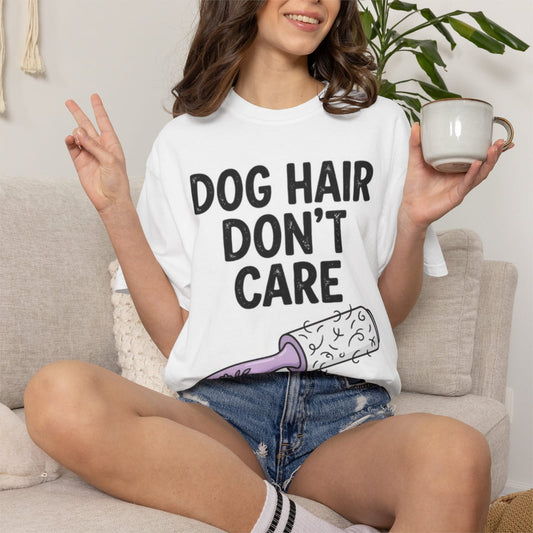Dog Hair Don't Care T-Shirt | Lint Roller Illustration, Dog Lover Shirt