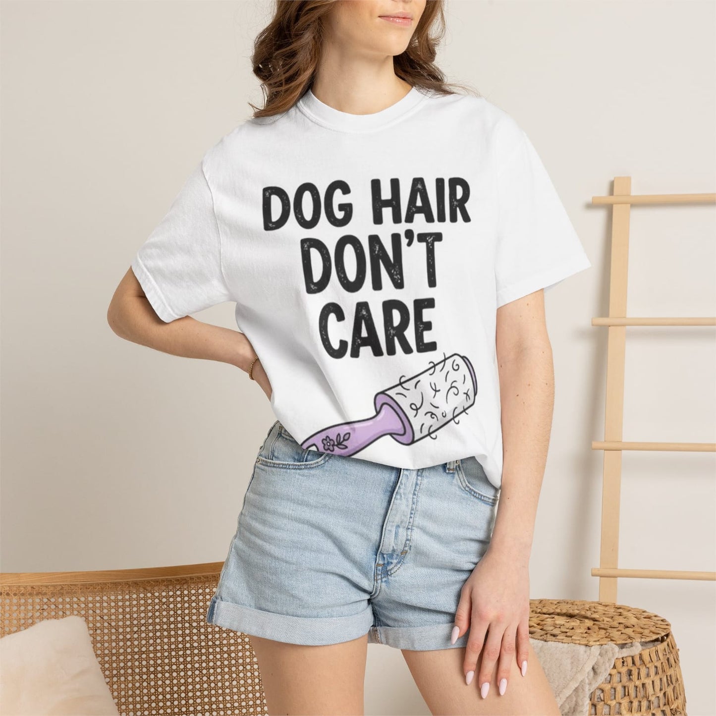 Dog Hair Don't Care T-Shirt | Lint Roller Illustration, Dog Lover Shirt