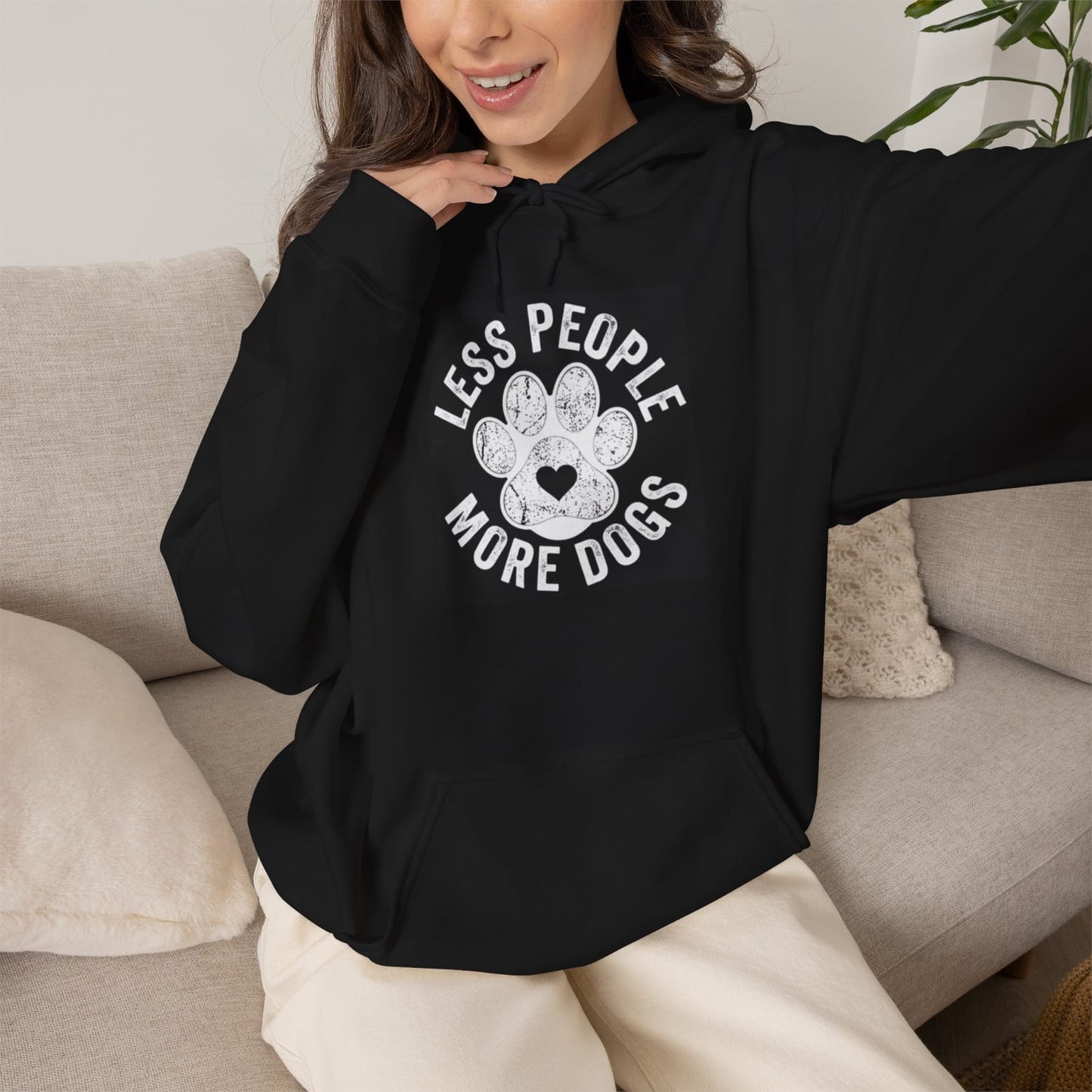 Less People More Dogs paw print T-shirt | Dog Lover Tee