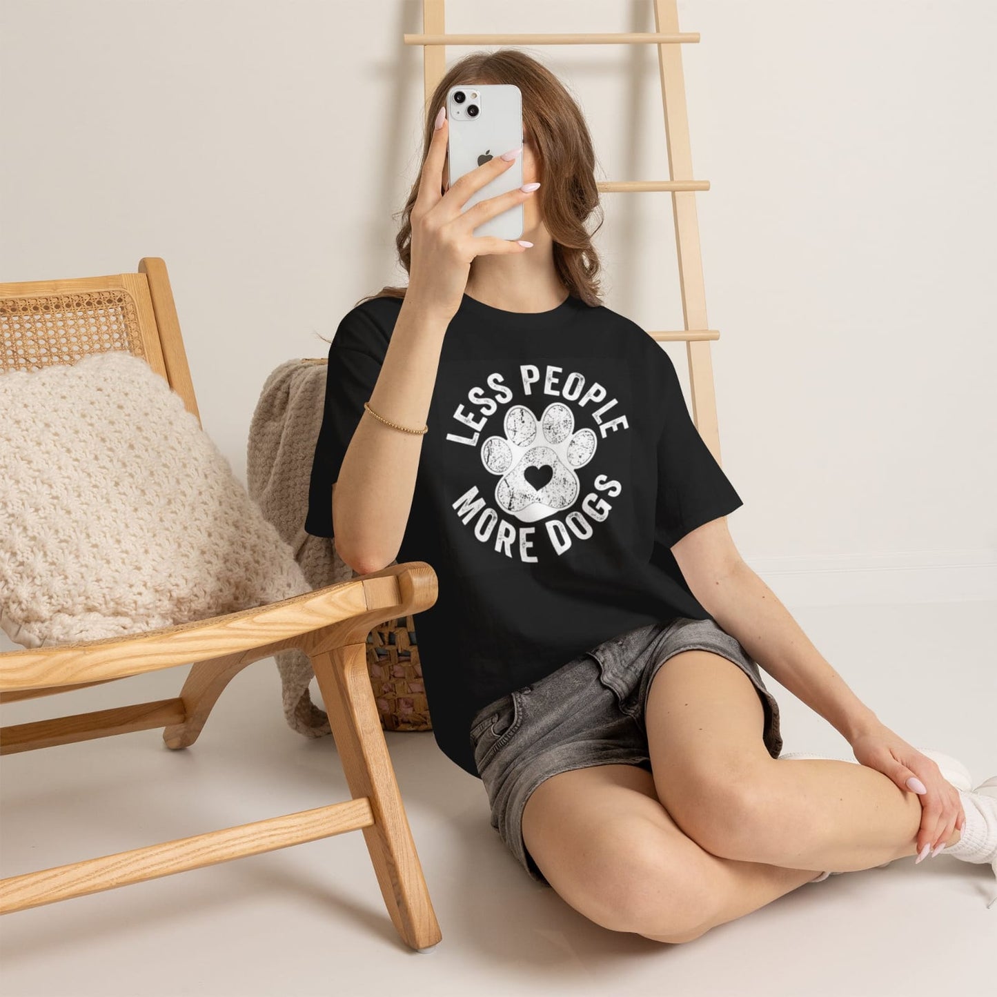 Less People More Dogs paw print T-shirt | Dog Lover Tee