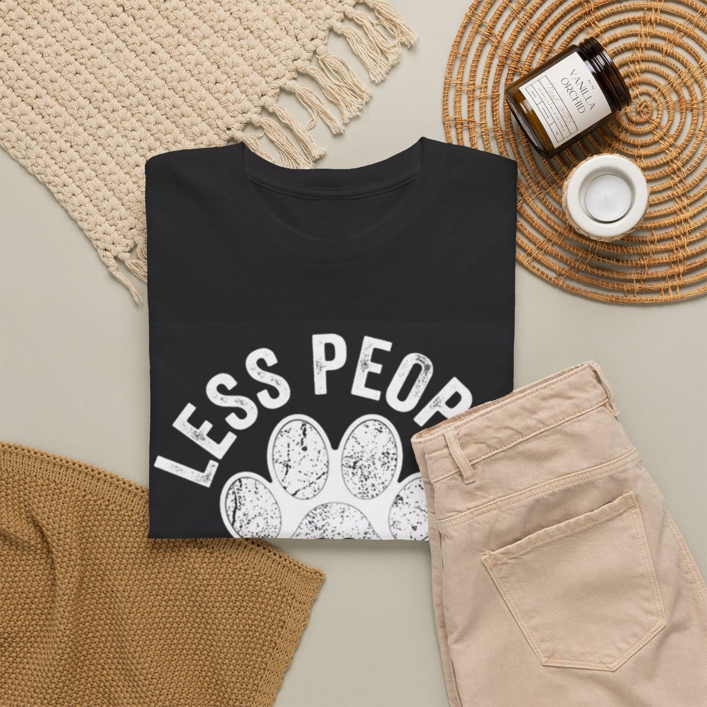 Less People More Dogs paw print T-shirt | Dog Lover Tee