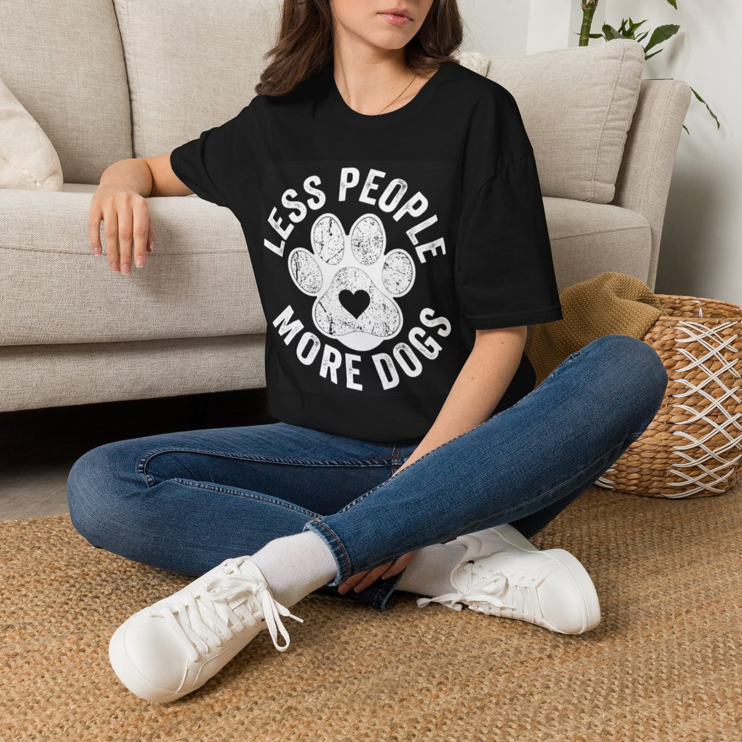 Less People More Dogs paw print T-shirt | Dog Lover Tee