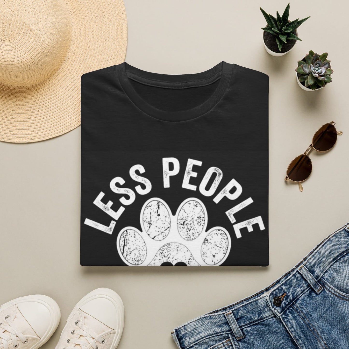 Less People More Dogs paw print T-shirt | Dog Lover Tee