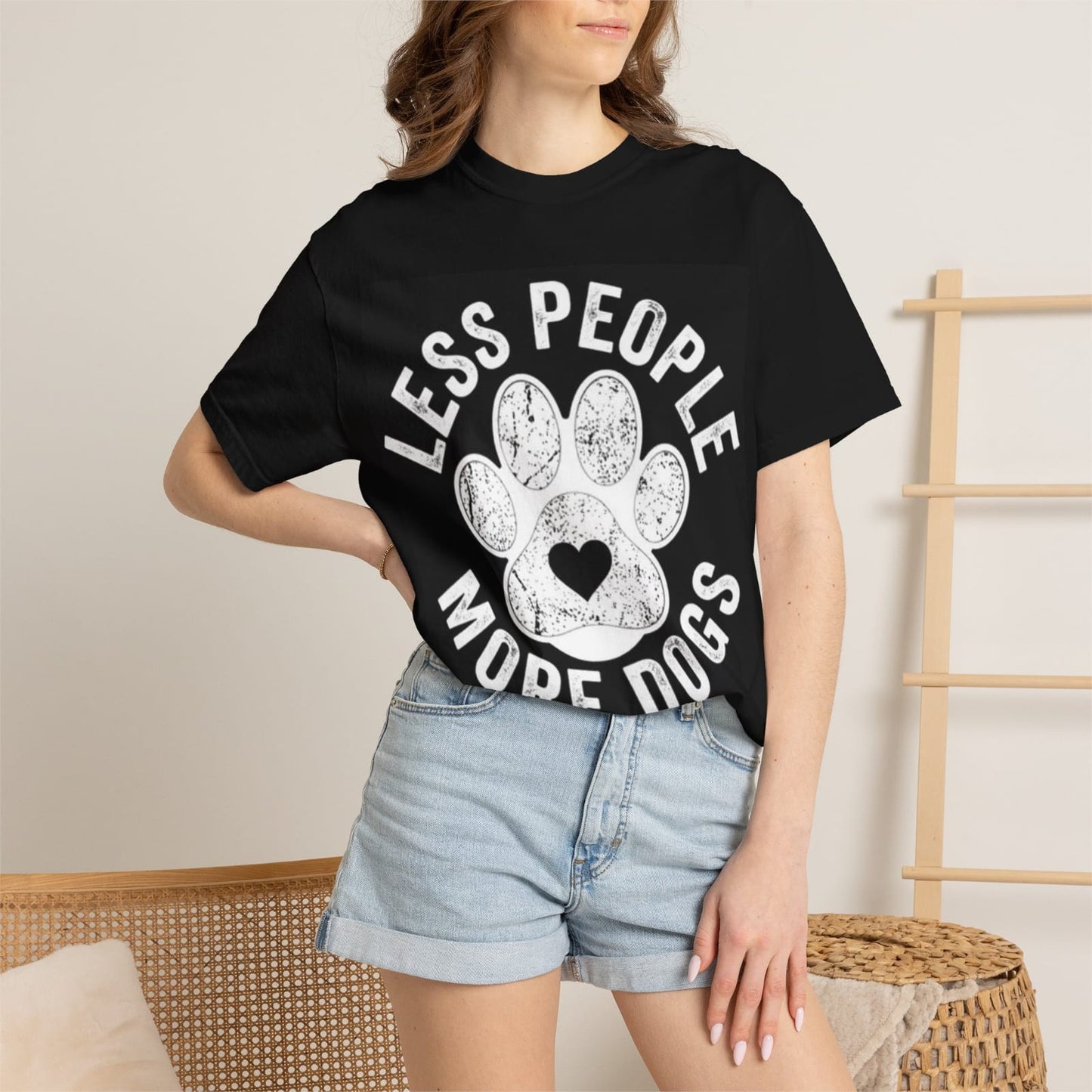 Less People More Dogs paw print T-shirt | Dog Lover Tee