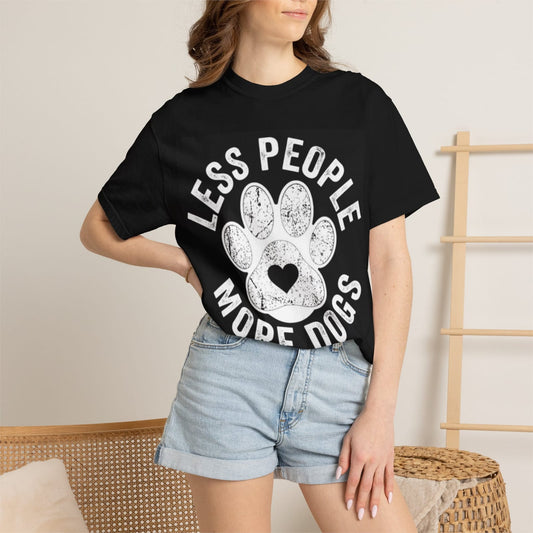 Less People More Dogs paw print T-shirt | Dog Lover Tee