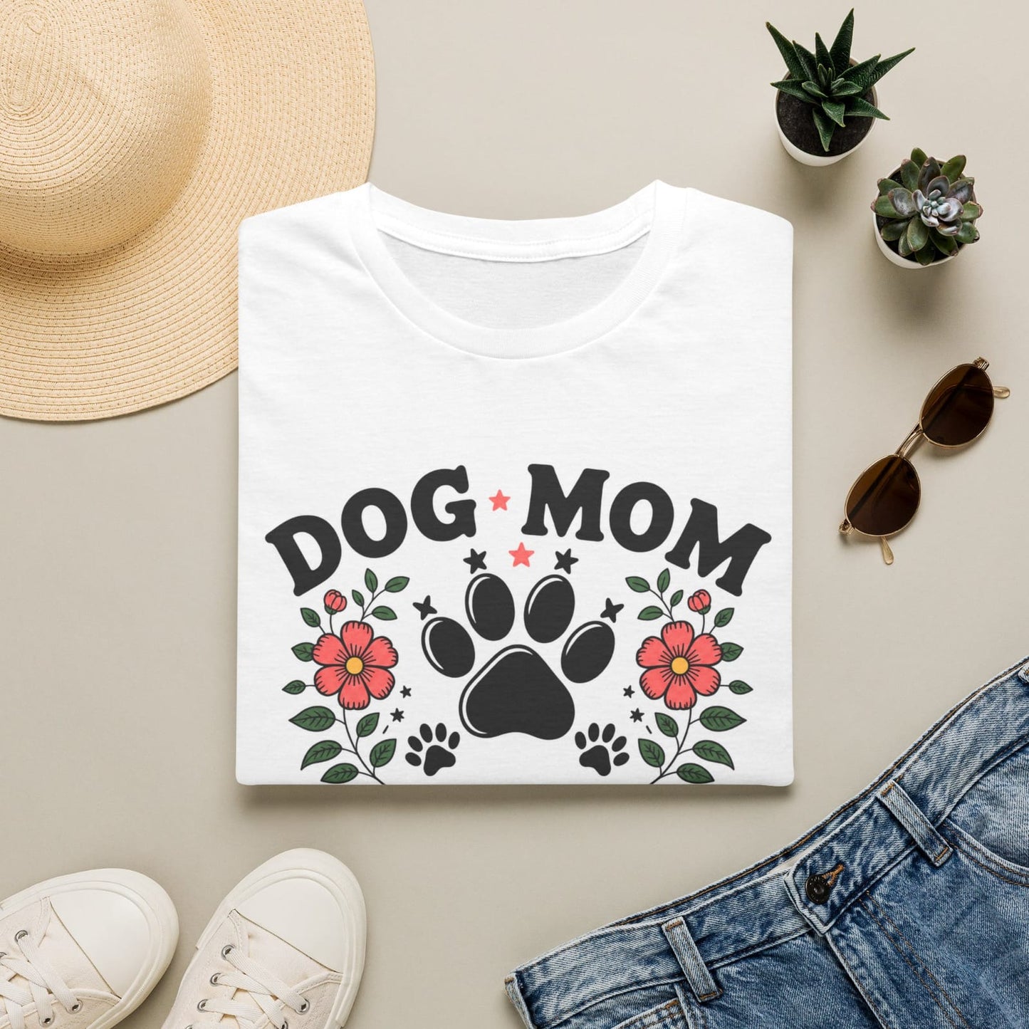 Dog Mom Social Club T-shirt | Paw Print Floral Design