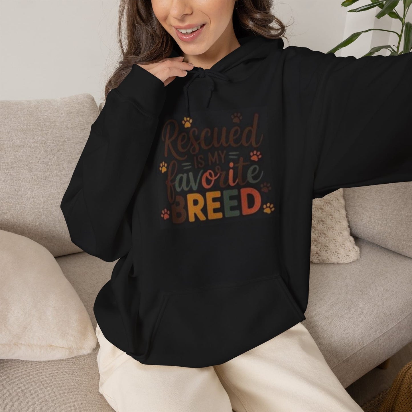Rescued Is My Favorite Breed T-shirt | Dog Rescue Paw Design