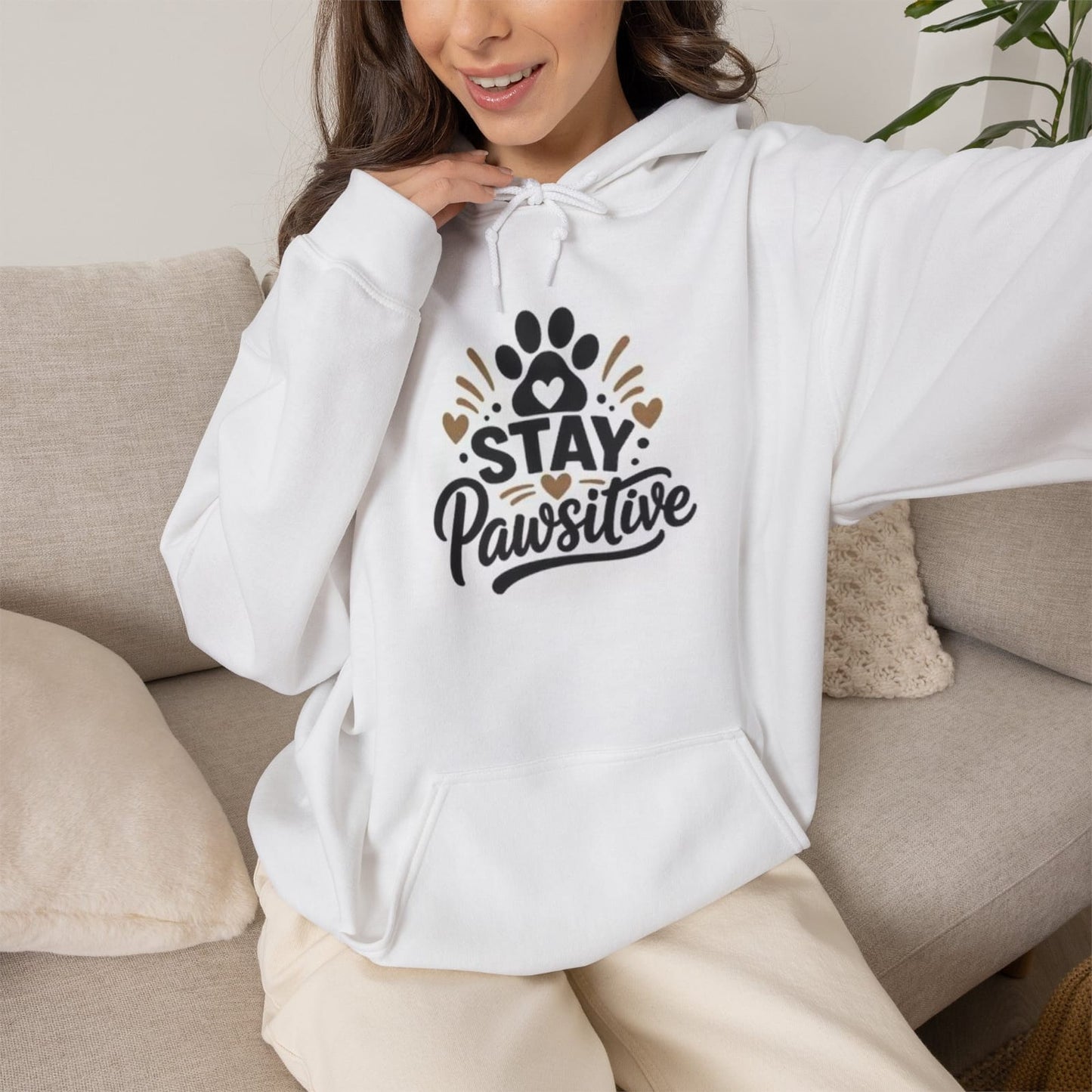 Stay Pawsitive paw print design T-shirt | Dog lover tee