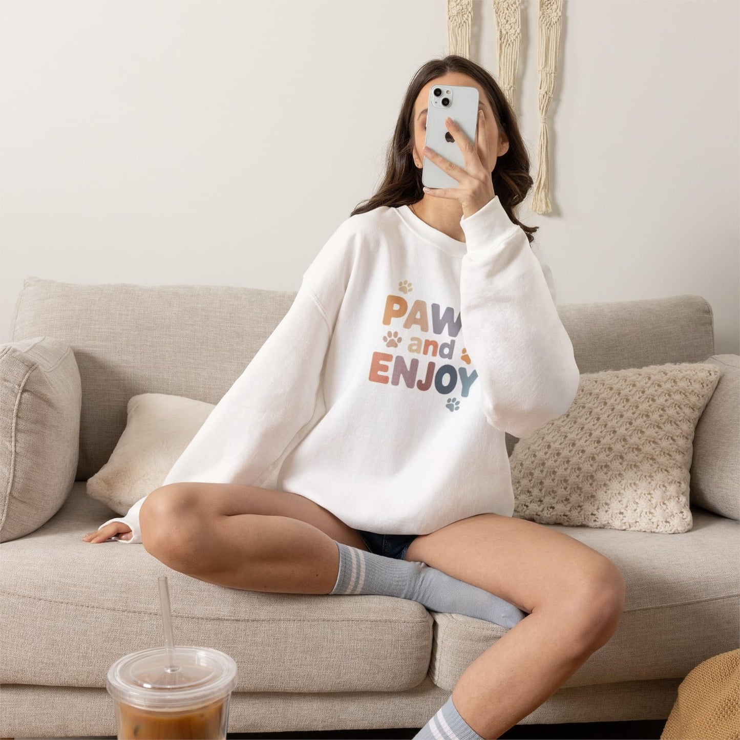 Paws and Enjoy T-Shirt | Paw Print Typography Tee, Pet Lover Shirt