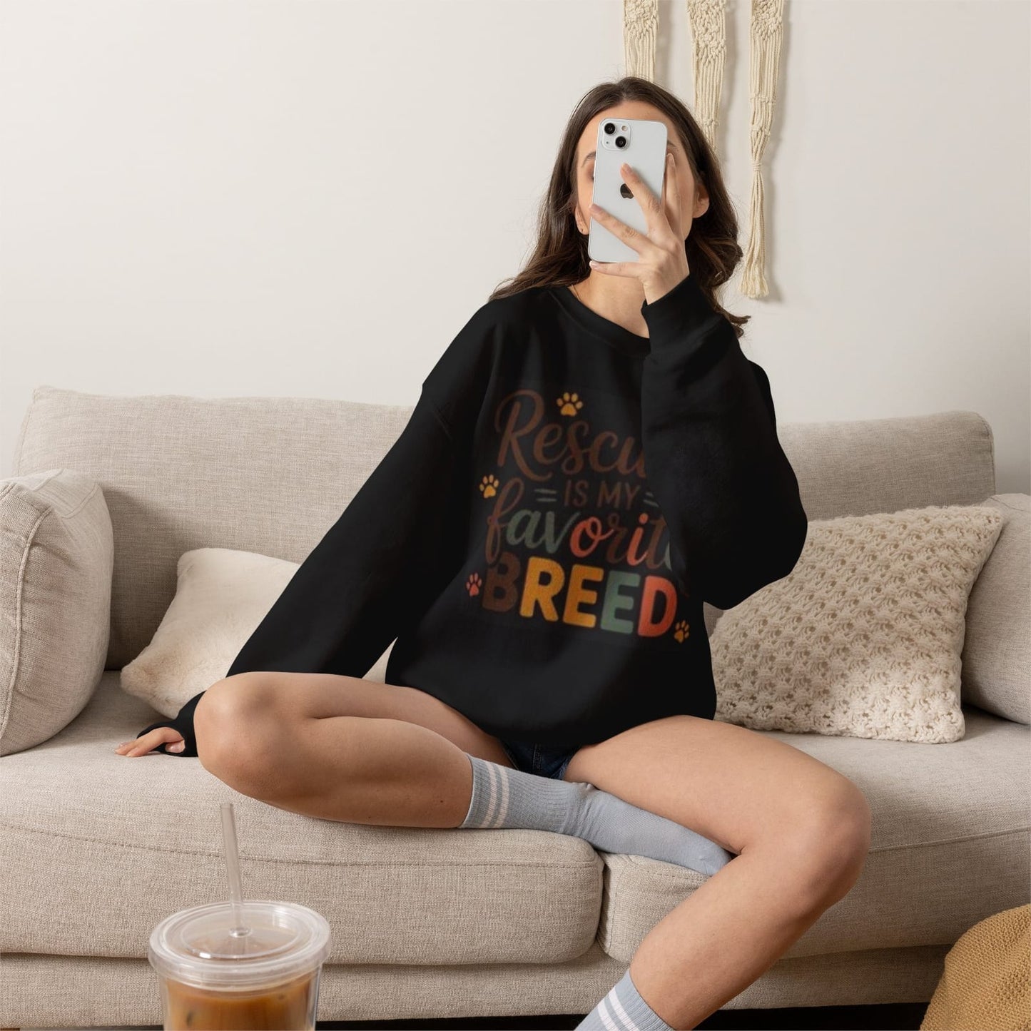 Rescued Is My Favorite Breed T-shirt | Dog Rescue Paw Design