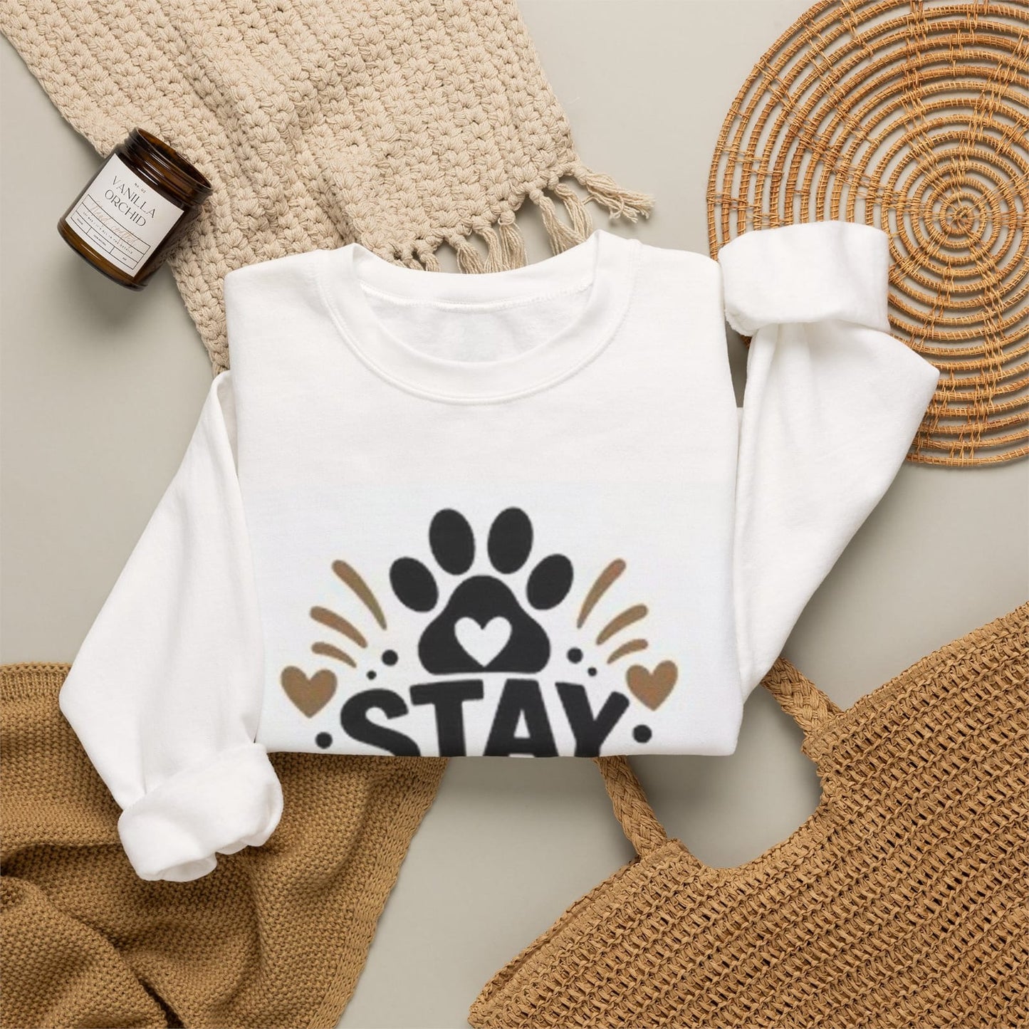 Stay Pawsitive paw print design T-shirt | Dog lover tee