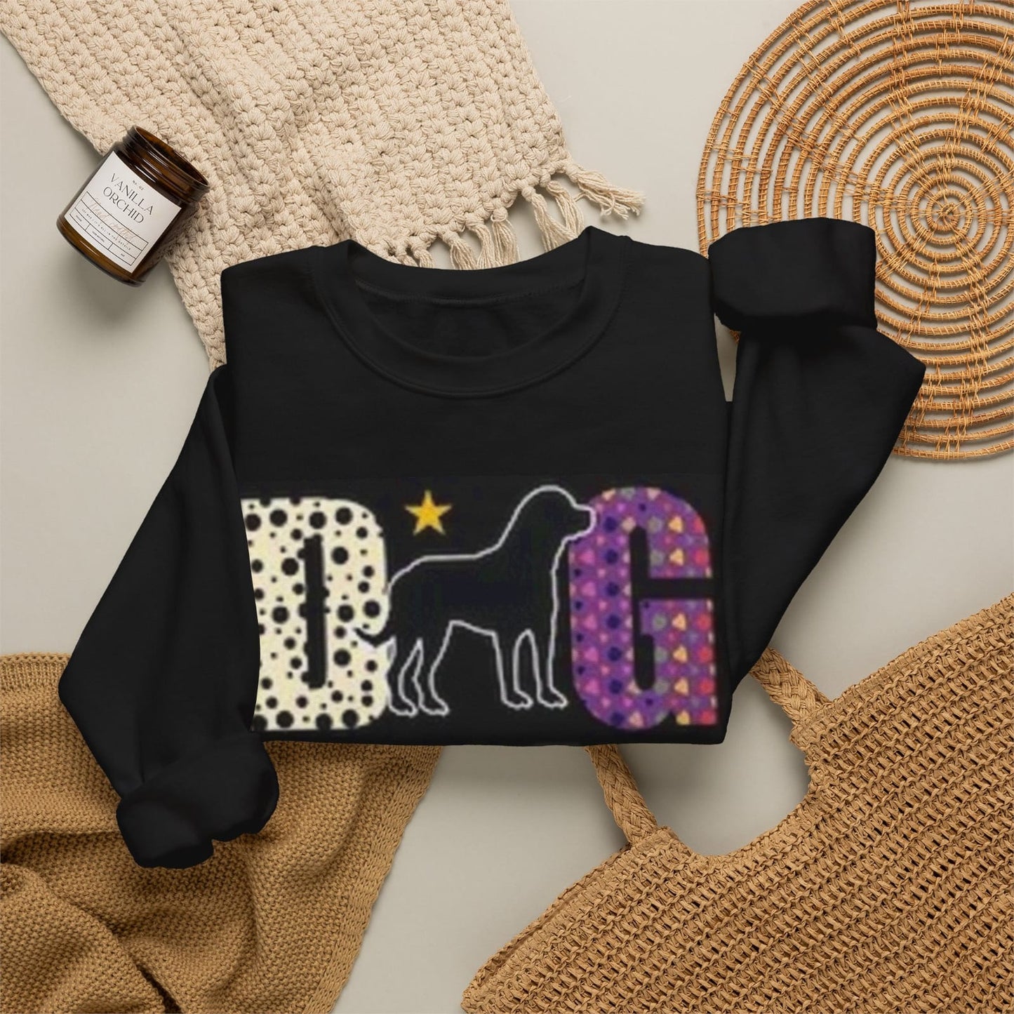 Big Mom dog silhouette T-Shirt | Colorful patterned letters