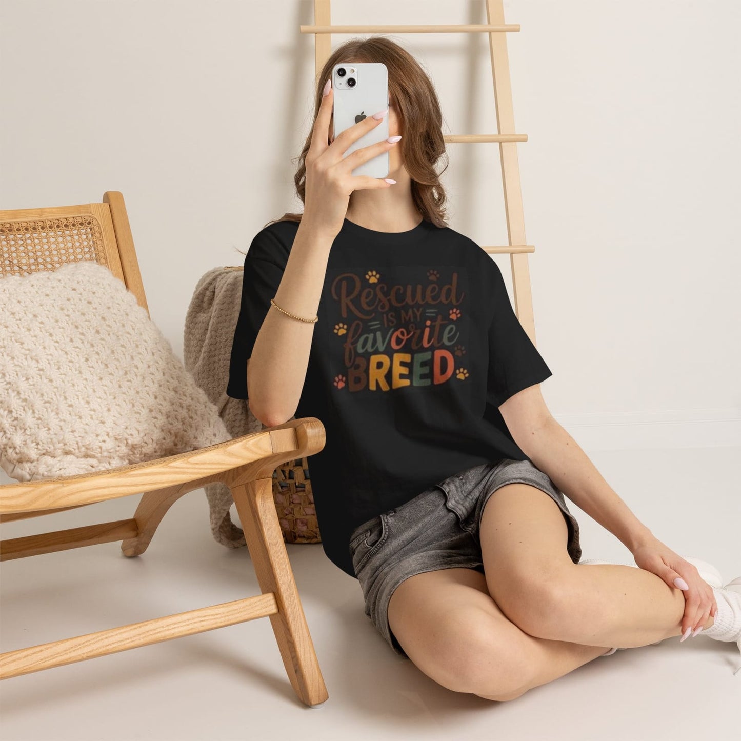 Rescued Is My Favorite Breed T-shirt | Dog Rescue Paw Design